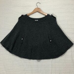 Like, Love Gray Poncho Cape Button Pockets Pullover Sweater Size S‎